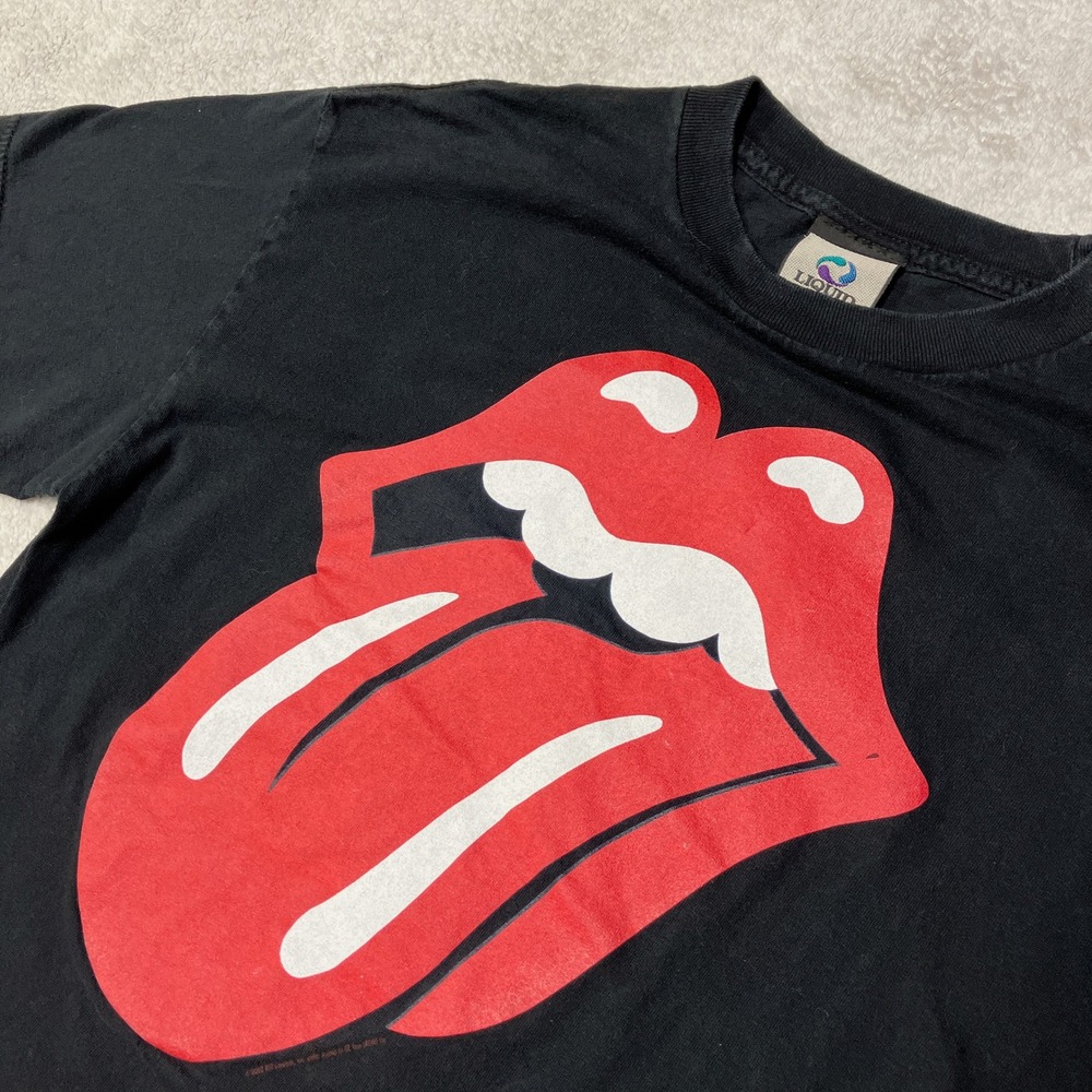 Vintage 2002 Liquid Blue Rolling Stones T-Shirt Tongue Lips Graphic Black Mens M